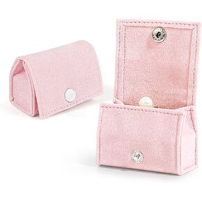 Compact Velvet Ring Box with Plush Interior and Exterior - Keep Your Rings Safe and Stylish On-The-Go. Ideal Gift for Women, Wife, Mom, Daughter, and Friends. (LIGHT PINK)