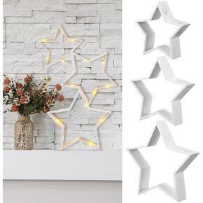 3 Pcs Wooden Star Tabletop Decor Farmhouse Table Shelf Centerpiece Star Sign Craft for Fireplace Mantle Bookshelf Tiered Tray Decor Accents Rustic White Wood Star DIY Ornament for Home
