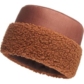 Futrzane Sherpa Trim Hat - Winter Hats for Women - Suede Hat with Sherpa Fleece