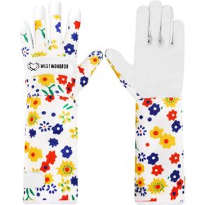 Leather Gardening Gloves Long Forearm Protection Sleeves Thorn Proof Work Gloves Rose Pruning Gauntlet Safety