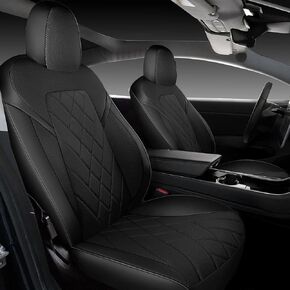 Tapha Faux Leather Seat Cover Set for Tesla Model 3 2017-2022, Breathable and Water-Resistant, Include Seat Covers for Front and Rear Seats (White/Pink)