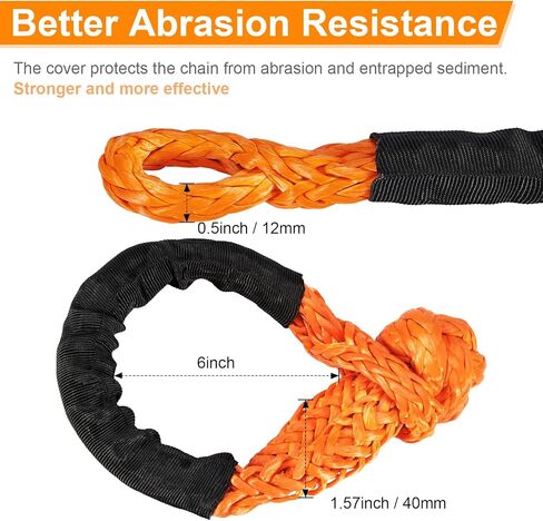 حبل الاسترداد الحركي 1 بوصة × 30 قدم برتقالي 48000 رطل طقم أحزمة سحب للخدمة الشاقة على الطرق الوعرة حزام خطف السيارة طقم استعادة السيارة لسيارة جيب شاحنة ATV UTV SUV in Kuwait