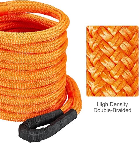 حبل الاسترداد الحركي 1 بوصة × 30 قدم برتقالي 48000 رطل طقم أحزمة سحب للخدمة الشاقة على الطرق الوعرة حزام خطف السيارة طقم استعادة السيارة لسيارة جيب شاحنة ATV UTV SUV in Kuwait