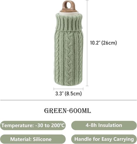 SHIMOYAMA Small Hot Water Bottle with Cover, 600ml Silicone Hot Water Bag for Pain Relief, Hand Warmer – Ideal for Waist, Back, Neck, and Shoulders, Beige in Saudi Arabia