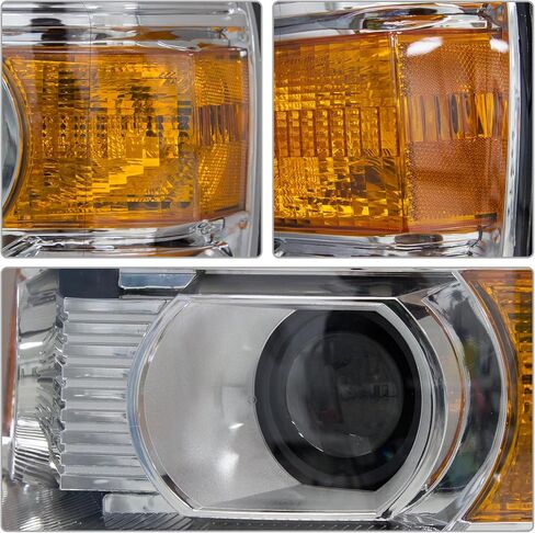 مجموعة المصابيح الأمامية لـ 2014-2018 GMC Sierra 1500 Base/Denali/SLE/SLT 15-19 Sierra 2500HD/3500HD Base/Denali/SLE/SLT كروم الإسكان عاكس العنبر بدون أضواء LED للجري النهاري in Kuwait