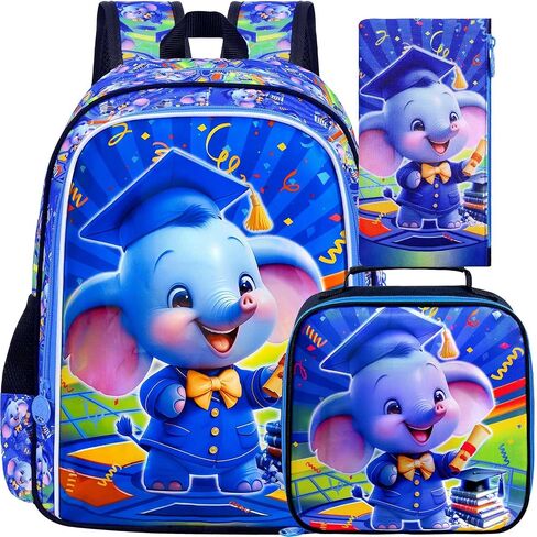gxtvo 3PCS Shark Backpack for Boys, 16" Kids Bookbag with Lunch Box, Water Resistant Elementary Prechool Toddler Shool Bag - Blue Dr.Shark in Kuwait