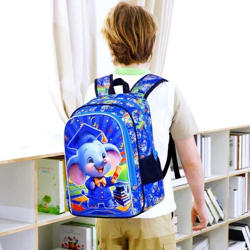 gxtvo 3PCS Shark Backpack for Boys, 16" Kids Bookbag with Lunch Box, Water Resistant Elementary Prechool Toddler Shool Bag - Blue Dr.Shark in Kuwait