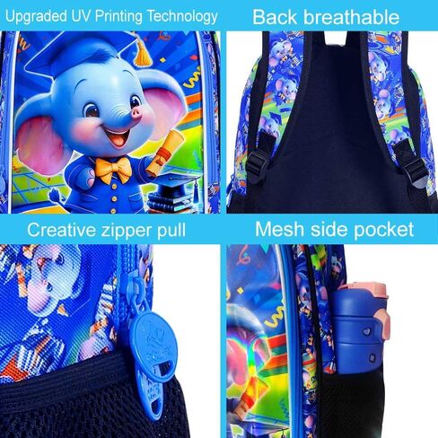 gxtvo 3PCS Shark Backpack for Boys, 16" Kids Bookbag with Lunch Box, Water Resistant Elementary Prechool Toddler Shool Bag - Blue Dr.Shark in Kuwait