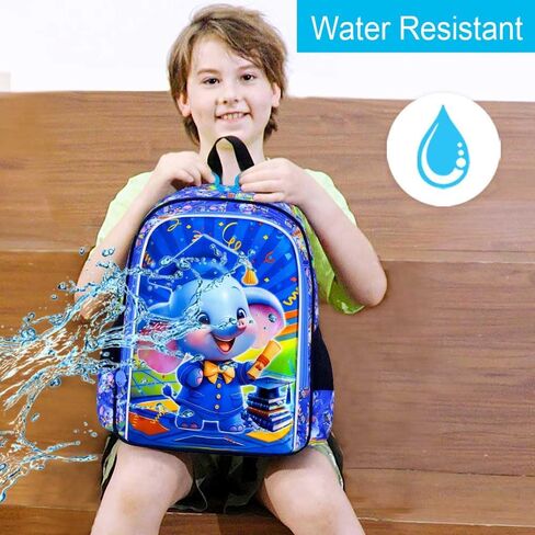 gxtvo 3PCS Shark Backpack for Boys, 16" Kids Bookbag with Lunch Box, Water Resistant Elementary Prechool Toddler Shool Bag - Blue Dr.Shark in Kuwait
