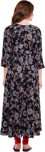 Tissu Rayon Floral Printed Flared Kurta with Buttons in Kuwait