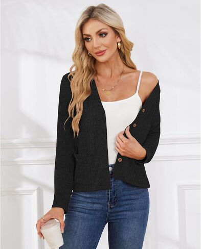 CZYINXIAN Women's 2024 Cropped Cardigan Long Sleeve Summer Lightweight Cardigan Casual Thin Cropped Cardigans with Pockets in Saudi Arabia