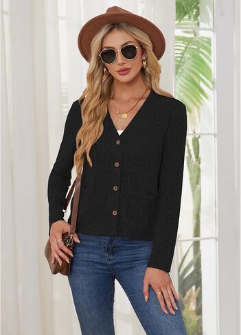 CZYINXIAN Women's 2024 Cropped Cardigan Long Sleeve Summer Lightweight Cardigan Casual Thin Cropped Cardigans with Pockets in Saudi Arabia