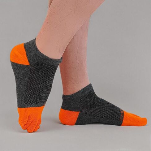 ZAKASA Mens Ankle Toe Socks Athletic Running Five Finger Cotton Crew Socks Breathable Mesh Top - Size 8-12 (5 Pairs) in Kuwait