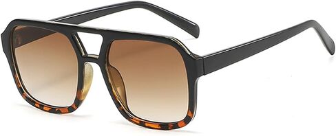 Retro Aviator Sunglasses for Women Men 70s Vintage Trendy, Square Retro Double Bridge Aviators Sun Glasses in Saudi Arabia