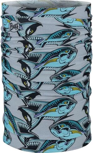 BUFF One Size CoolNet UV+ Multifunctional Headwear and Face Mask, Fishing and Hunting Designs, Tjohnson Circling Trout Brown, Adult Size in Kuwait