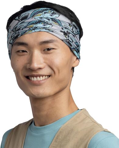 BUFF One Size CoolNet UV+ Multifunctional Headwear and Face Mask, Fishing and Hunting Designs, Tjohnson Circling Trout Brown, Adult Size in Kuwait