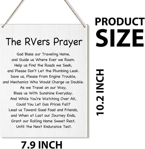The RVers Prayer Wooden Plaque Camper Decor for Inside, RV Decorations for Inside Camper, Camping Gifts for Women Friend Coworker, Camper Wall Decor RV Accessories Wall Decor Wood Hanging Sign - Y307 in Saudi Arabia