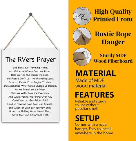 The RVers Prayer Wooden Plaque Camper Decor for Inside, RV Decorations for Inside Camper, Camping Gifts for Women Friend Coworker, Camper Wall Decor RV Accessories Wall Decor Wood Hanging Sign - Y307 in Saudi Arabia