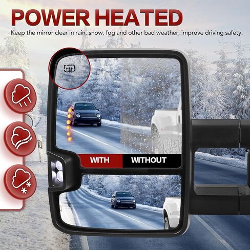 مرايا سحب قابلة للتدفئة بالطاقة LED متوافقة مع 2014-2019 Chevy Silverado GMC Sierra 1500 2500 HD 3500 HD زوج مجموعة-كروم ليس لشاحنة الديزل in Saudi Arabia
