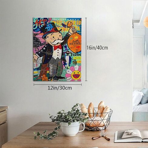 Banksy Street Graffiti Canvas Wall Art Monopoly Man Fashion Unique Modern Artist Aesthetics Pictures Wall Decor Abstract Painting Framed Poster Print for Home Living room Bedroom Bathroom Office in Saudi Arabia