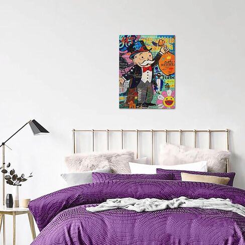Banksy Street Graffiti Canvas Wall Art Monopoly Man Fashion Unique Modern Artist Aesthetics Pictures Wall Decor Abstract Painting Framed Poster Print for Home Living room Bedroom Bathroom Office in Saudi Arabia