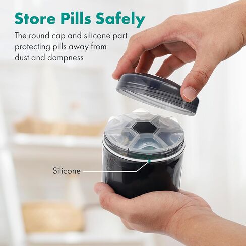 Sukuos Large Combined Pill Bottle Organizer with 6 & 7 Large Compartments, Daily Weekly Supplement Organizer Box with Wide Opening Design to Hold Monthly Medicines/Vitamins, Includes 12 Pcs Labels in Saudi Arabia