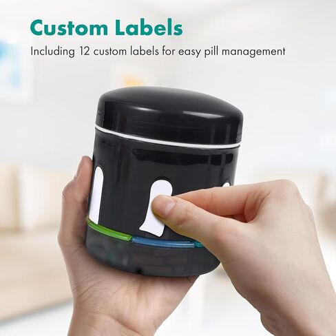 Sukuos Large Combined Pill Bottle Organizer with 6 & 7 Large Compartments, Daily Weekly Supplement Organizer Box with Wide Opening Design to Hold Monthly Medicines/Vitamins, Includes 12 Pcs Labels in Saudi Arabia