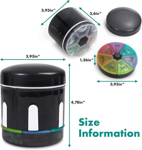 Sukuos Large Combined Pill Bottle Organizer with 6 & 7 Large Compartments, Daily Weekly Supplement Organizer Box with Wide Opening Design to Hold Monthly Medicines/Vitamins, Includes 12 Pcs Labels in Saudi Arabia