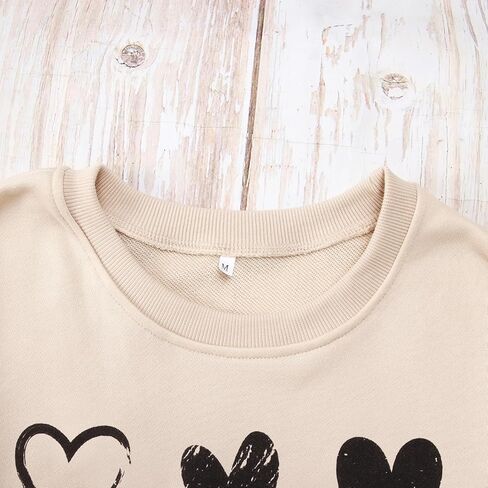 CM C&M WODRO Women Valentine's Day Heart Sweatshirt Romantic Love Letter Print Long Sleeve Shirt Casual Pullover Tops in Kuwait