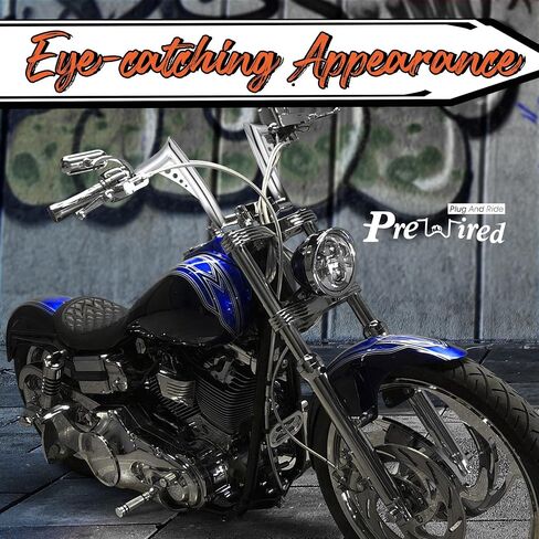 12" Rise Pre-wired Ape Hangers Softail Handlebars with CAN-Bus/Turn Signal Wire Harness 1 1/4" Bat Wing Meathook Bar for 1996-2006 Harley Softail/Dyna/Sportster/Road King, Chrome in Saudi Arabia