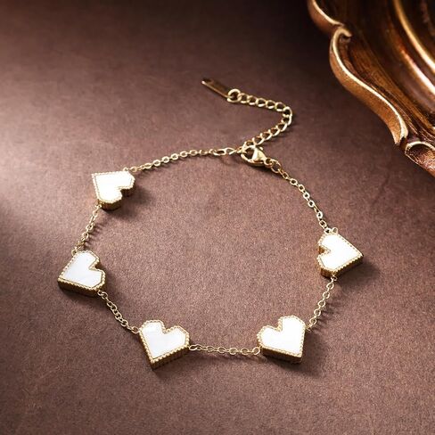 14K Gold Plated Heart Bracelet for Women， Love Friendship Adjustable Link Chain Bracelets Gifts Trendy for Women Teen Girls in Saudi Arabia