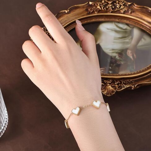 14K Gold Plated Heart Bracelet for Women， Love Friendship Adjustable Link Chain Bracelets Gifts Trendy for Women Teen Girls in Saudi Arabia