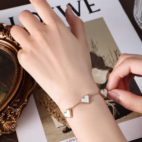 14K Gold Plated Heart Bracelet for Women， Love Friendship Adjustable Link Chain Bracelets Gifts Trendy for Women Teen Girls in Saudi Arabia