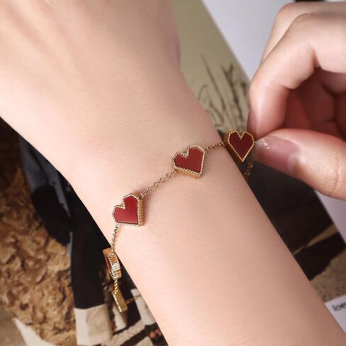 14K Gold Plated Heart Bracelet for Women， Love Friendship Adjustable Link Chain Bracelets Gifts Trendy for Women Teen Girls in Saudi Arabia
