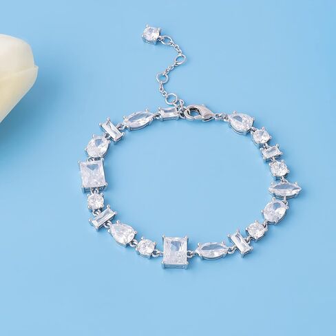 G&GEMSJEW 5A Cubic Zirconia Link-Bracelets for Women Rhodium Plated or 14K Gold Plated in Saudi Arabia
