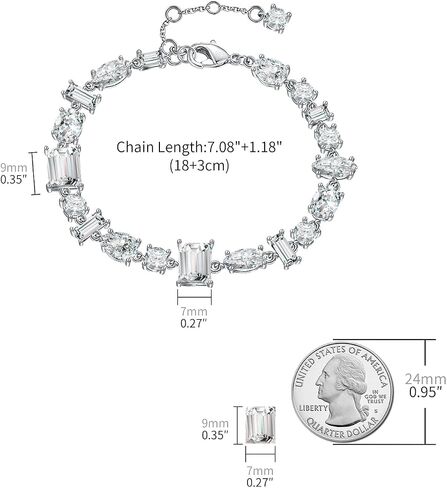 G&GEMSJEW 5A Cubic Zirconia Link-Bracelets for Women Rhodium Plated or 14K Gold Plated in Saudi Arabia