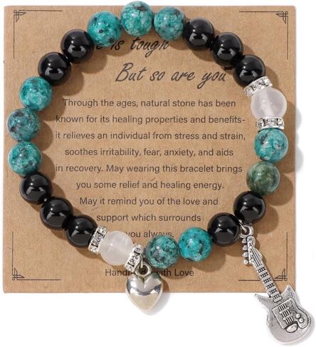 Inspirational Gifts for Women Men - Get Well Soon Crystal Heart Guitar Bracelets Healing Relaxation Chakra Bracelet for Graduation Birthday Christmas Mothers day Y2K Star Valentines Teacher Appreciation Gifts in Saudi Arabia