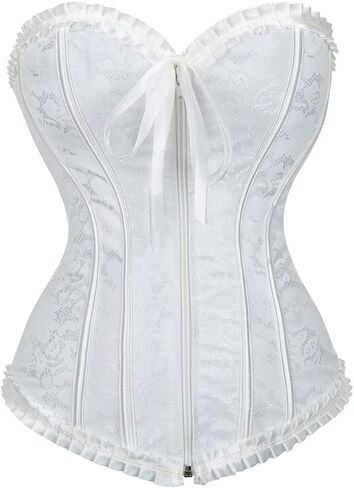 Grebrafan Womens Corsets Zip Renaissance Corset Bustier Top in Kuwait