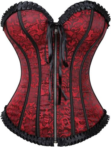 Grebrafan Womens Corsets Zip Renaissance Corset Bustier Top in Kuwait