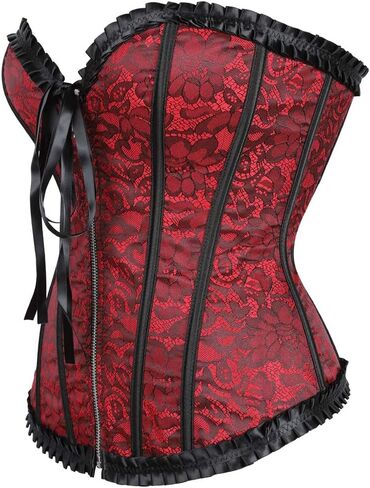Grebrafan Womens Corsets Zip Renaissance Corset Bustier Top in Kuwait