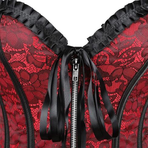 Grebrafan Womens Corsets Zip Renaissance Corset Bustier Top in Kuwait