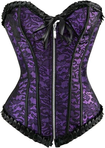 Grebrafan Womens Corsets Zip Renaissance Corset Bustier Top in Kuwait