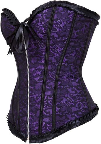 Grebrafan Womens Corsets Zip Renaissance Corset Bustier Top in Kuwait