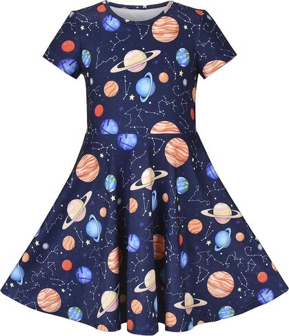Sunny Fashion Girls Dress Short Sleeve Casual Summer Sundress in Kuwait