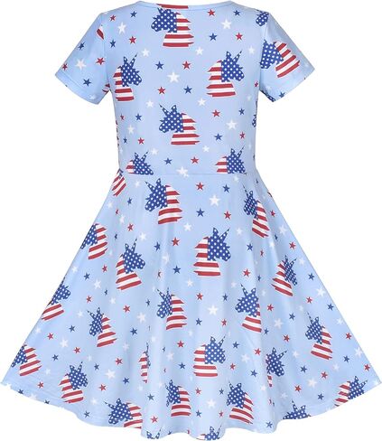 Sunny Fashion Girls Dress Short Sleeve Casual Summer Sundress in Kuwait