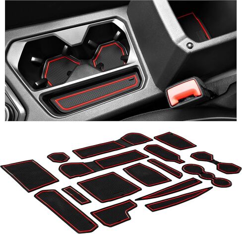 CupHolderHero Fits with Volkswagen VW Tiguan Accessories 2018-2024 Premium Custom Interior Non-Slip Anti Dust Cup Holder Inserts, Center Console Liner Mats, Door Pocket Liners 16-pc Set (Blue Trim) in Kuwait