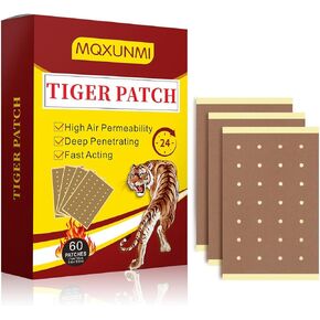 Tiger Patches, 60 Counts Chinese Tiger Plaster Ultra Strength Heat Patches, 24 Hour Long Lasting Joint Patches for Muscle Joint of Knee Shoulder Neck