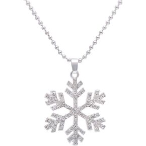 Paialco Blue/White Frozen Snowflake Christmas Pendant Necklace for Women Holiday Gift