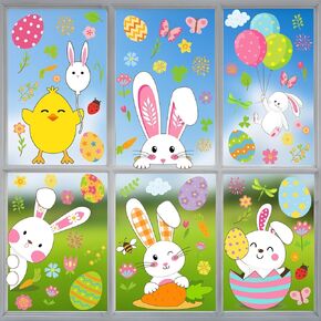 Breezy Valley 9 Sheets Halloween Window Clings Decorations Decor for Kids - Halloween Party Decorations Indoor for Home Office, Cute Halloween Double Side Window Clings Decals for Glass Windows Door