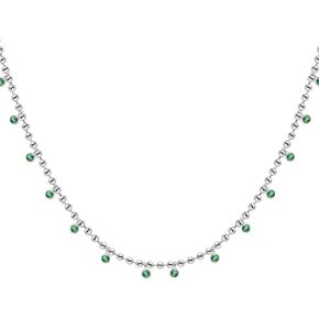 18K White/Yellow Gold Plated Silver Necklace With 0.60 TCW Lab Grown Diamond/0.50 TCW Lab Grown Emerald Necklace For Women, Gift For Her Jewelry For Women